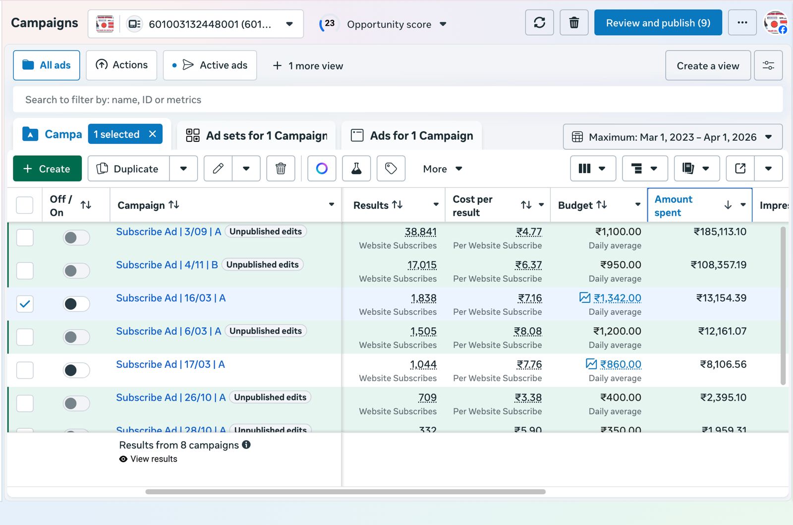 Meta Ads Campaign Performance