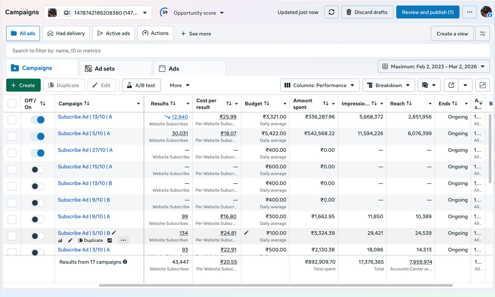 Google Ads Campaign Performance