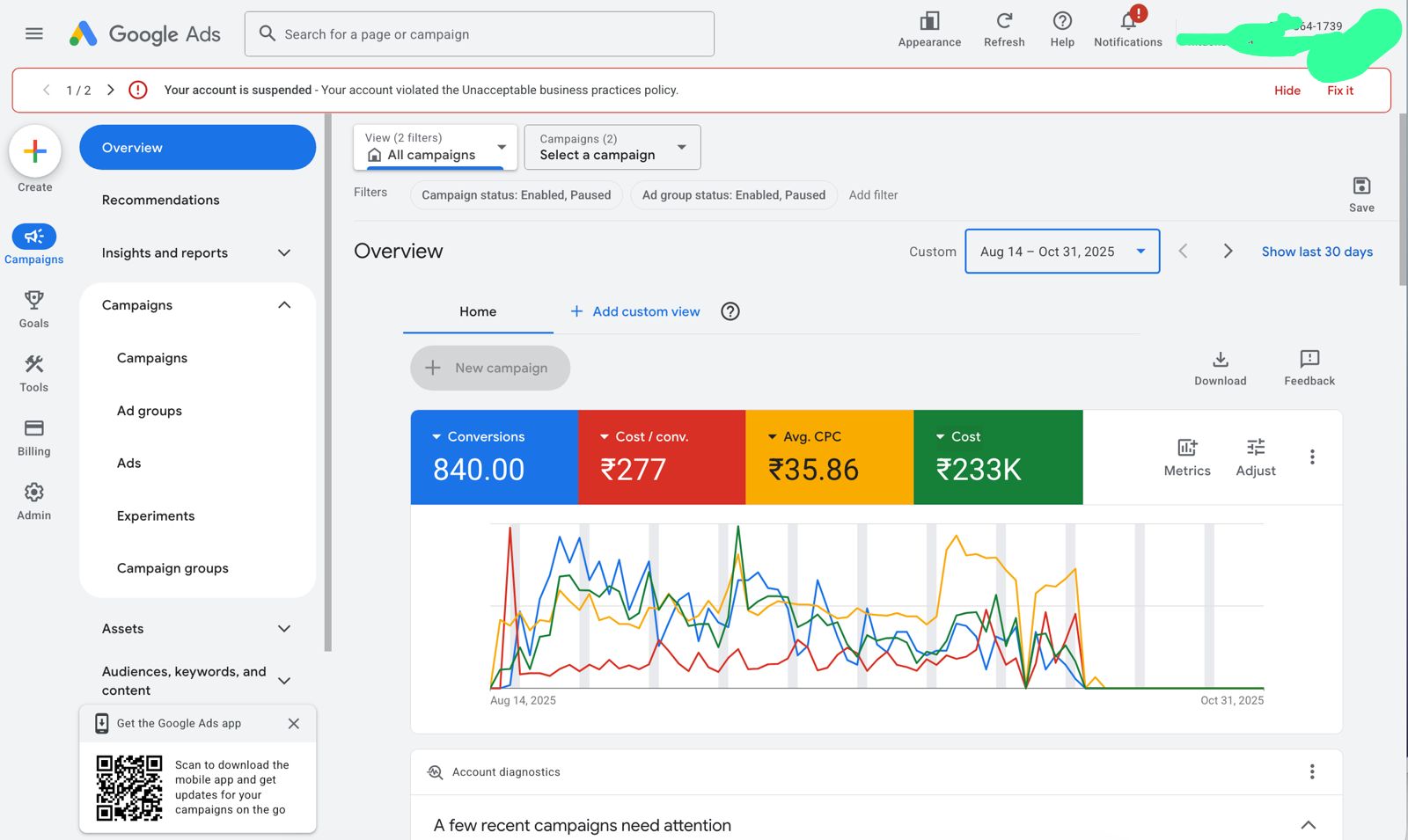 Google Ads Campaign Dashboard